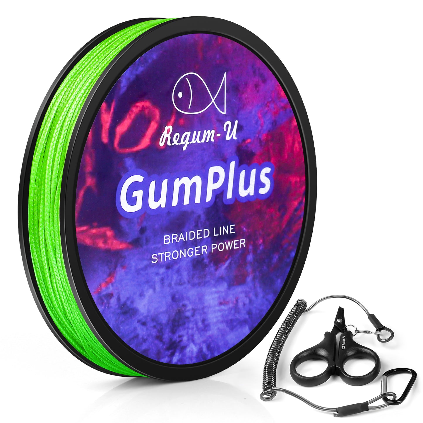Regum-U Gumplus 8X Stealth Braided Fishing Line 150 Yards / 100 LB Abrasion Resistant Superline Zero Stretch & Smaller Diameter Confuse & Catch Big Fish Better in Saltwater & Freshwater (Fluorescent Green)