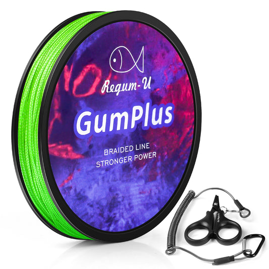 Regum-U Gumplus 8X Stealth Braided Fishing Line 150 Yards / 100 LB Abrasion Resistant Superline Zero Stretch & Smaller Diameter Confuse & Catch Big Fish Better in Saltwater & Freshwater (Fluorescent Green)