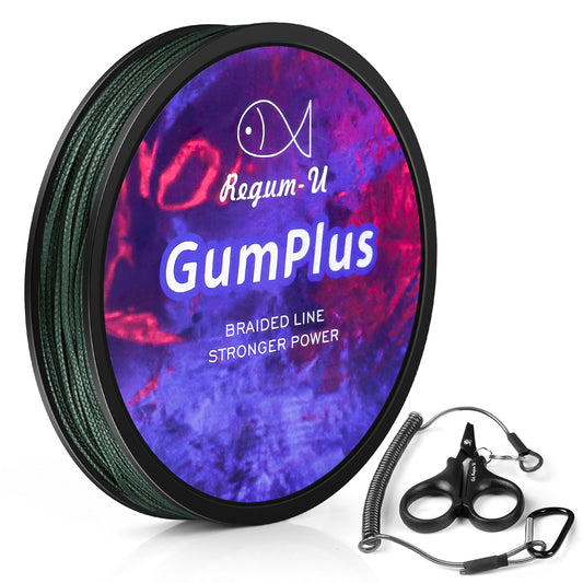 Regum-U Gumplus 8X Stealth Braided Fishing Line 150 Yards / 100 LB Abrasion Resistant Superline Zero Stretch & Smaller Diameter Confuse & Catch Big Fish Better in Saltwater & Freshwater(Blackish Green)
