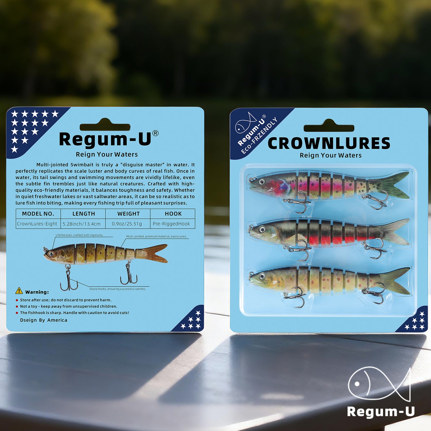 Regum-U Fishing Lures 8 Segment Realistic Swimbait with 3D Eyes Vibrating Tail, Smooth Lifelike Swimming for More Bites, Reinforced Fiber Joint, Durable Unbreakable Glide Bait for Various Fish