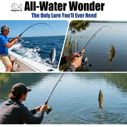 Regum-U Fishing Lures 8 Segment Realistic Swimbait with 3D Eyes Vibrating Tail, Smooth Lifelike Swimming for More Bites, Reinforced Fiber Joint, Durable Unbreakable Glide Bait for Various Fish