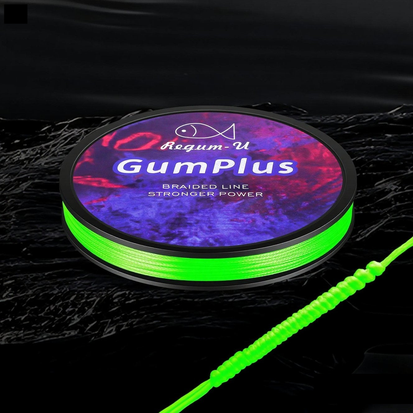Regum-U Gumplus 8X Stealth Braided Fishing Line 150 Yards / 100 LB Abrasion Resistant Superline Zero Stretch & Smaller Diameter Confuse & Catch Big Fish Better in Saltwater & Freshwater (Fluorescent Green)